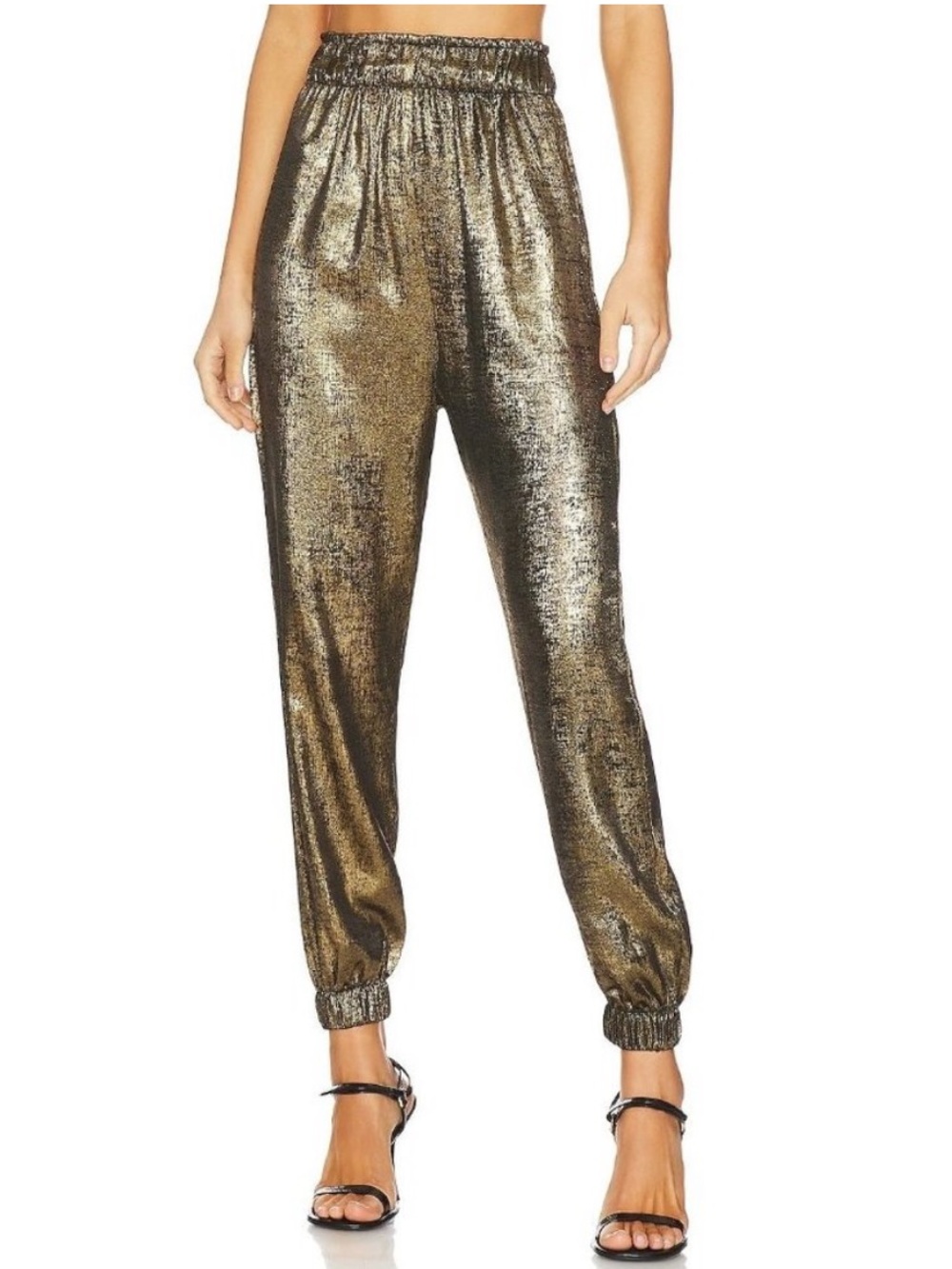 NONchalant Label Pandora Metallic Jogger Pants Gold Bronze Size M